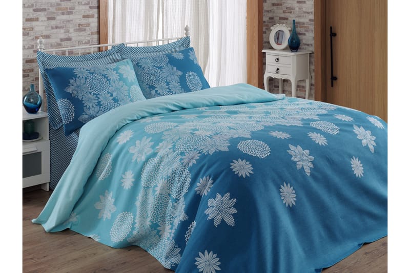 Överkast Eponj Home Dubbelt 200x235 cm - Turkos|Vit - Inredning - Textilier - Sängkläder
