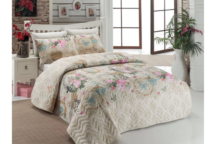 Överkast Eponj Home Enkelt 160x220+Kuddfodral Quiltat - Beige|Multi - Inredning - Textilier - Sängkläder