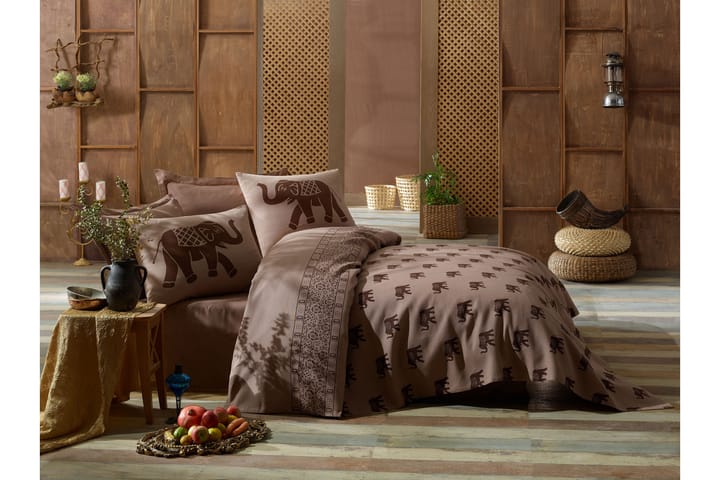 Överkast Eponj Home Enkelt 160x235+Lakan+Kuddfodral - Brun|Ljusbrun - Inredning - Textilier - Sängkläder