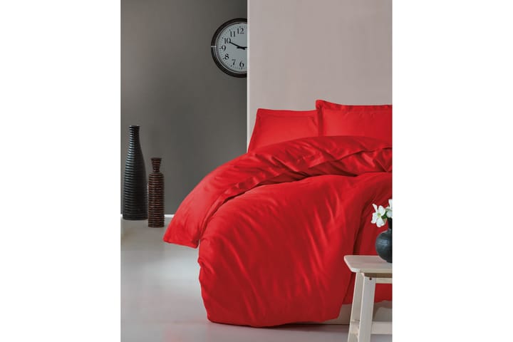 Bäddset Cotton Box Dubbelt 4-dels Premium Satin - Röd - Inredning - Textilier - Sängkläder