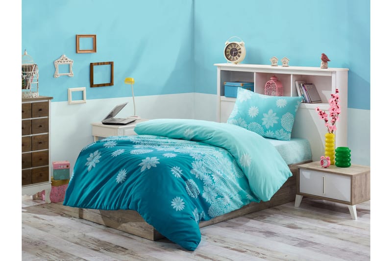 Bäddset Eponj Home Enkelt 3-dels - Turkos|Vit - Inredning - Textilier - Sängkläder