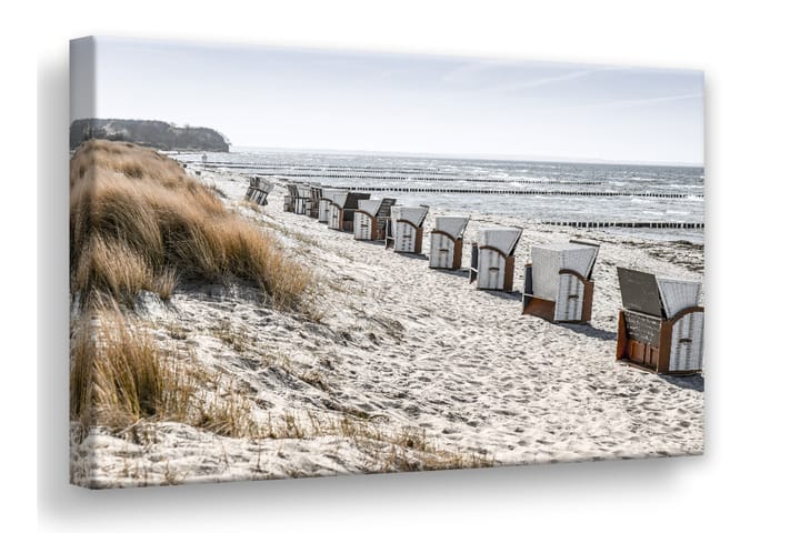 Beach Huts Tavla Canvas 75X100Cm Vit 100X75 - Vit - Inredning - Väggdekor - Canvastavlor