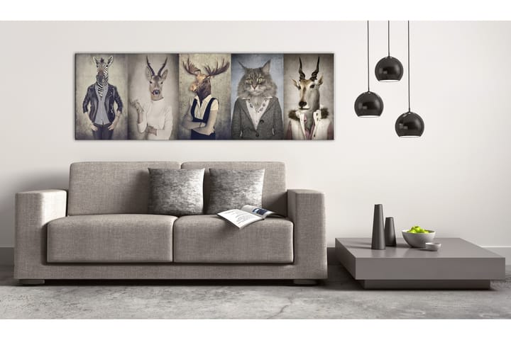 Tavla Animal Masks 150X50 Blå|Flerfärgad|Vit - Street art - Inredning - Väggdekor - Canvastavlor