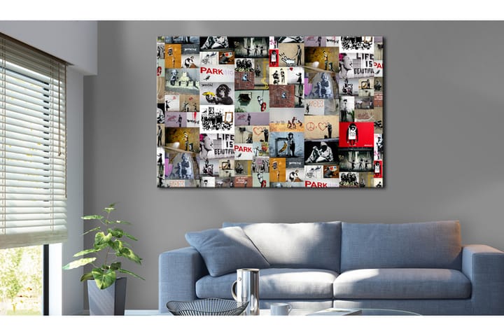 Tavla Art of Collage: Banksy 60x40 - Finns i flera storlekar - Inredning - Väggdekor - Canvastavlor