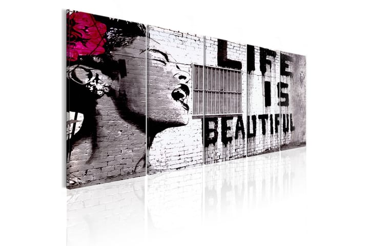 Tavla Banksy Life Is Beautiful 200X80 Grå - Street art - Inredning - Väggdekor - Canvastavlor