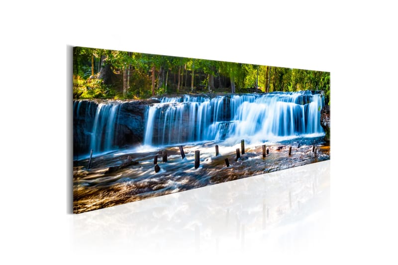 Tavla Beautiful Waterfall 150X50 Blå|Flerfärgad - Landskap - Inredning - Väggdekor - Canvastavlor