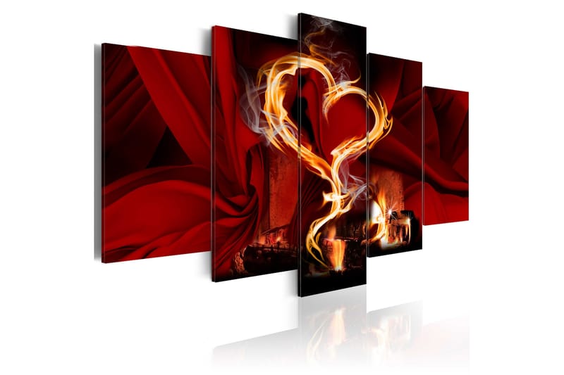 Tavla Flames Of Love Heart 200X100 Röd - Finns i flera storlekar - Inredning - Väggdekor - Canvastavlor