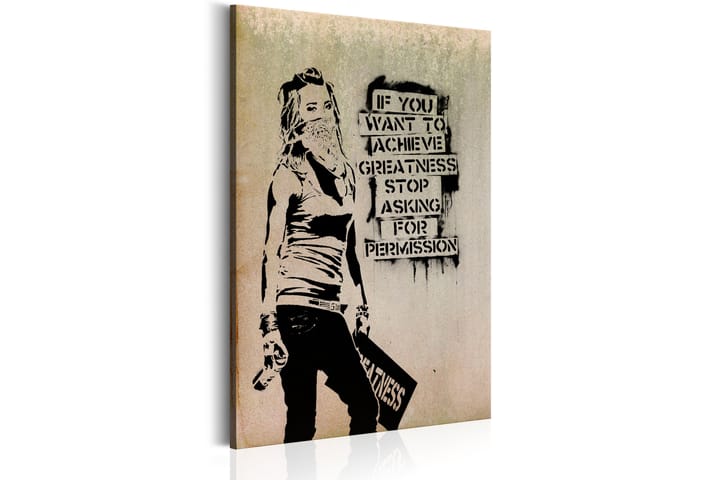 Tavla Graffiti Slogan By Banksy 40X60 Beige|Vit|Svart - Street art - Inredning - Väggdekor - Canvastavlor