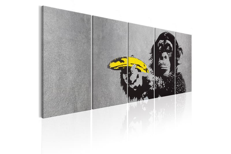Tavla Monkey And Banana 225X90 Grå|Vit - Street art - Inredning - Väggdekor - Canvastavlor