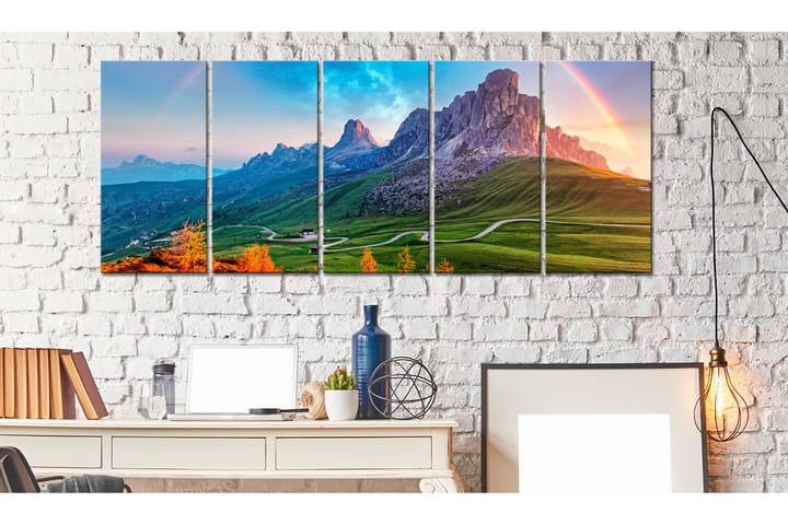 Tavla Rainbow In The Alps 225X90 Flerfärgad|Vit - Landskap - Inredning - Väggdekor - Canvastavlor