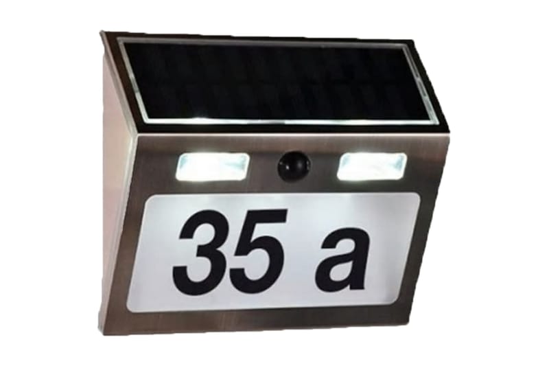 HI Husnummer med soldrivna LED silver - Silver - Inredning - Väggdekor - Skylt - Husnummerskylt