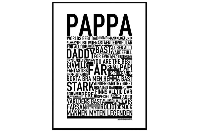 Poster Pappa Vit|Svart 50X70 - Typografi - Inredning - Väggdekor - Posters