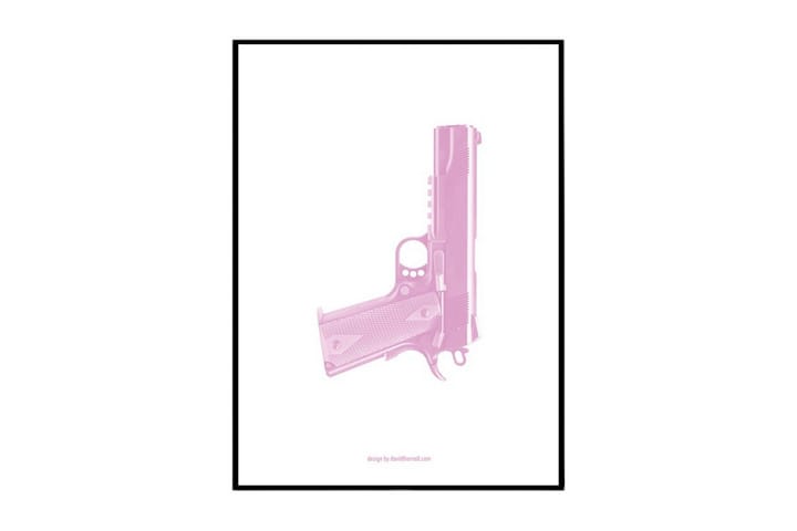 Poster Pink Gun Rosa|Vit 40X30 - Finns i flera storlekar - Inredning - Väggdekor