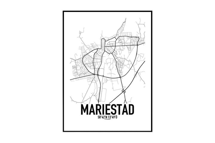 Poster Mariestad Karta Vit 40X30 - Finns i flera storlekar - Inredning - Väggdekor