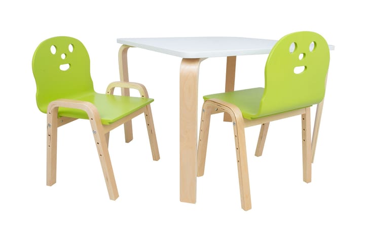 Barnbord Happy 2 Stollla Vit/Grön - Möbler - Barnmöbler - Barnbord