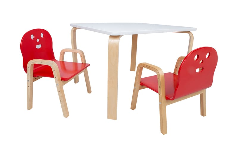 Barnbord Happy 2 Stollla Vit/Röd - Möbler - Barnmöbler - Barnbord - Barnbord och stolar