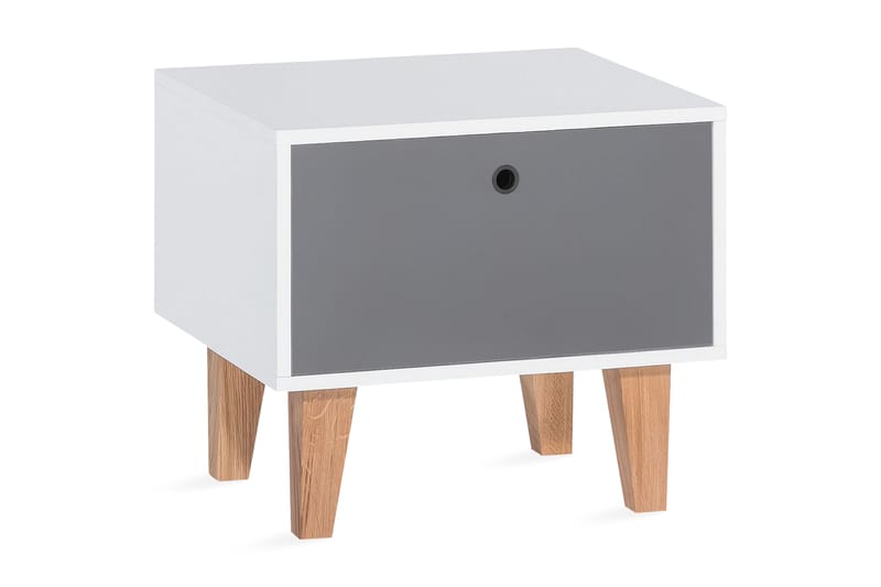 Sängbord Concept Vit/Natur - Vit/Mörkgrå/Trä/natur - Möbler - Barnmöbler - Barnbord - Sängbord barn