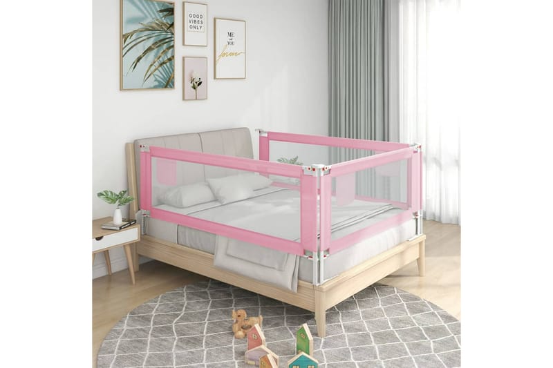 Sängskena för barn rosa 160x25 cm tyg - Rosa - Möbler - Barnmöbler - Barnsäng & juniorsäng - Tillbehör barnsäng