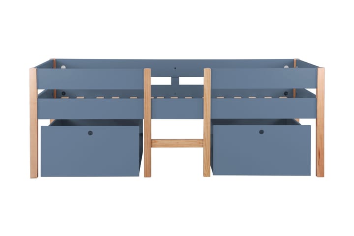 Loftsäng Kevelaer 90x200 cm med Trappa + 2 Lådor - Trä/Blå - Möbler - Säng - Gästsäng & extrasäng - Sängskåp