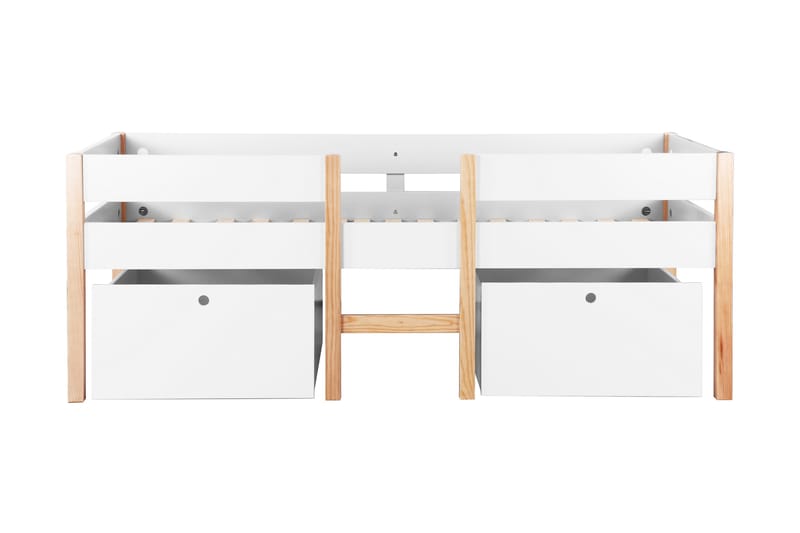 Loftsäng Kevelaer 90x200 cm med Trappa + 2 Lådor - Trä/Vit - Möbler - Barnmöbler - Barnmöbelset