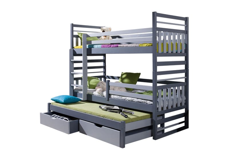 Säng Hipolit 97x210 cm - Grafit - Möbler - Barnmöbler - Barnsäng & juniorsäng - Våningssäng barn