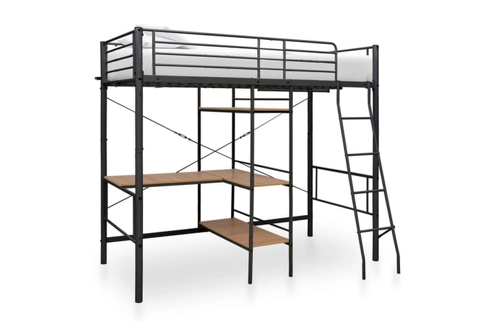 Våningssäng med bord svart metall 90x200 cm - Svart - Möbler - Barnmöbler - Barnsäng & juniorsäng - Våningssäng barn