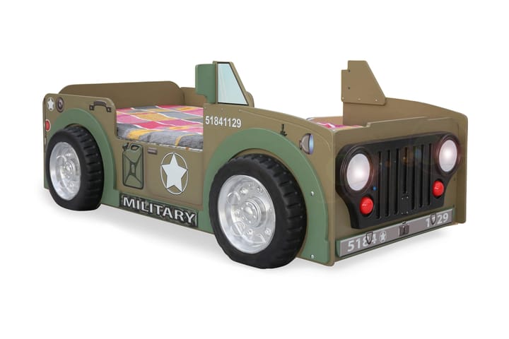 Barnsäng Playmore Jeep inkl Madrass - Grön - Förvaring - Skåp - Förvaringsskåp
