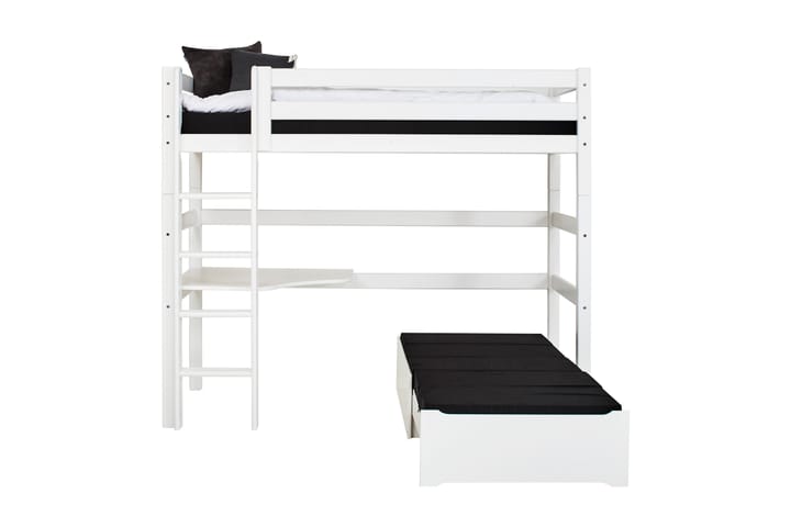 Säng med stege och hörnbordsskiva Trotvallen 209 cm - Vit - Möbler - Barnmöbler - Barnsäng & juniorsäng
