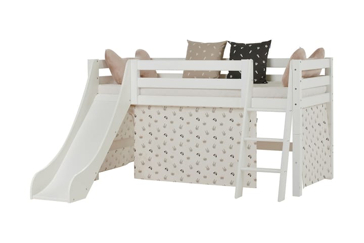 Säng med stege och rutschkana Insjo 209 cm - Vit - Möbler - Barnmöbler - Barnsäng & juniorsäng