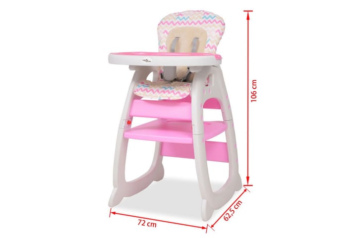 3-i-1 Konvertibel barnstol med bord rosa - Rosa - Möbler - Barnmöbler - Barnstol - Matstol barn