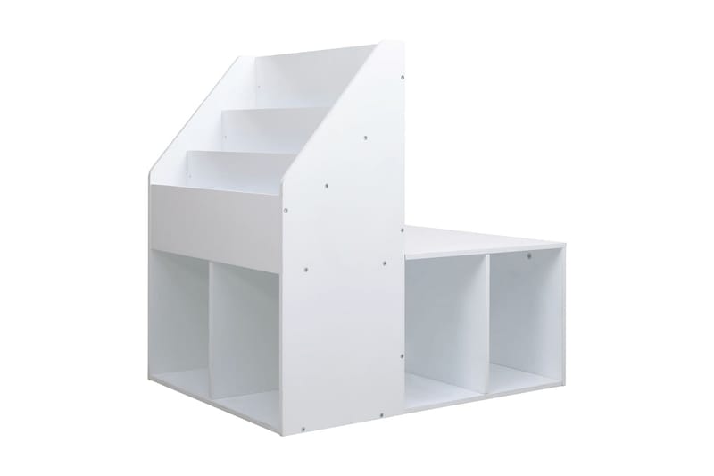 Barnhylla med bänk vit 60x78x78 cm MDF - Vit - Möbler - Barnmöbler - Förvaring barnrum - Leksaksförvaring