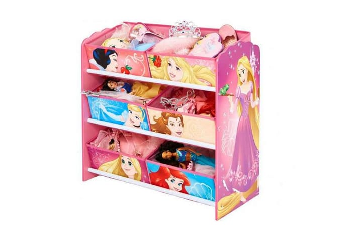 Disney Prinsessor, Hylla m. 6 tyglådor - Flerfärgad - Möbler - Barnmöbler - Förvaring barnrum - Hylla barnrum - Boklåda & bokhylla barn