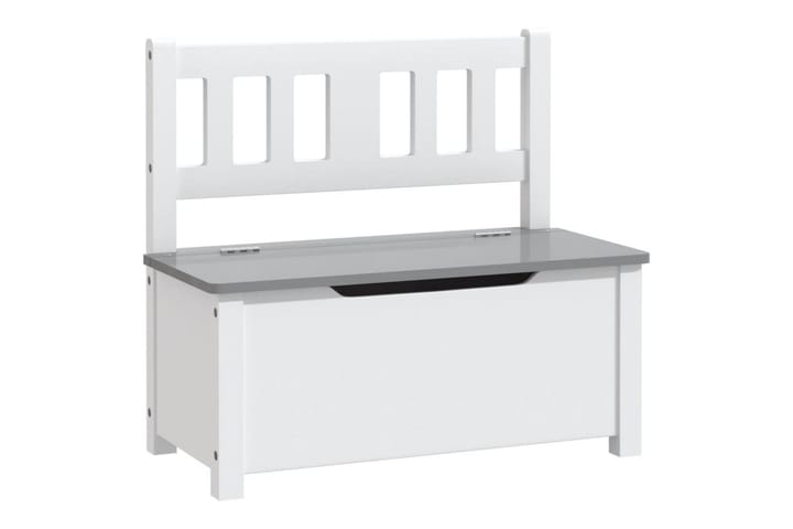 Förvaringsbänk barn vit och grå 60x30x55 cm MDF - Vit - Möbler - Barnmöbler - Förvaring barnrum - Leksaksförvaring