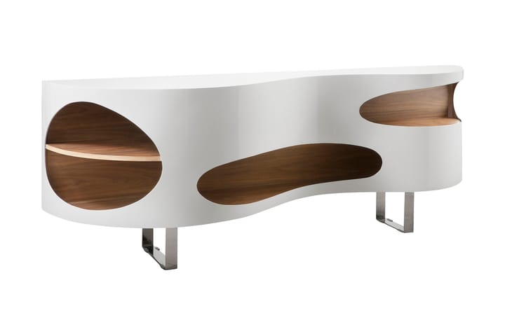 Sidobord 200x50x75 cm white / walnut - Möbler - Bord & matgrupp - Avlastningsbord & sidobord - Brickbord & småbord