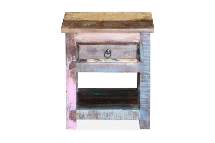 Sidobord med 1 låda massivt återvunnet trä 43x33x51 cm - Flerfärgad - Möbler - Bord & matgrupp - Avlastningsbord & sidobord - Brickbord & småbord