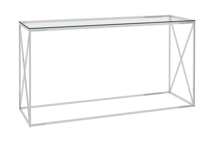 Sidobord silver 120x40x78 cm rostfritt stål och glas - Silver - Möbler - Bord & matgrupp - Avlastningsbord & sidobord - Lampbord & sidobord