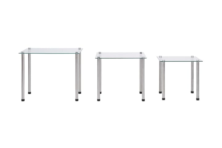 Satsbord 3 st genomskinlig härdat glas - Transparent - Möbler - Bord & matgrupp - Soffbord