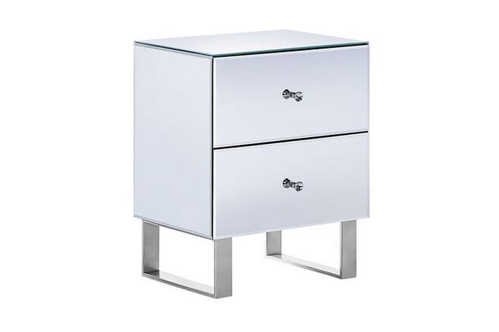 Sängbord 2 lådor spegeleffekt NESLE - Silver - Möbler - Bord & matgrupp - Avlastningsbord & sidobord - Sängbord & nattduksbord