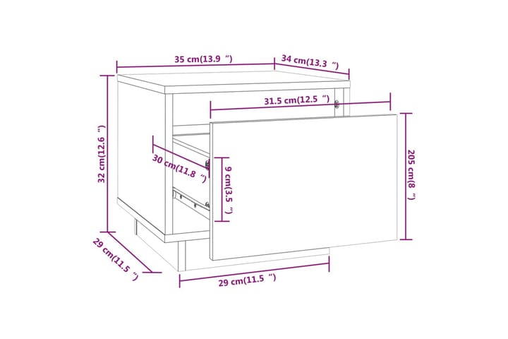 Sängbord 2 st grå 35x34x32 cm massiv furu - Grå - Möbler - Bord & matgrupp - Avlastningsbord & sidobord - Sängbord & nattduksbord