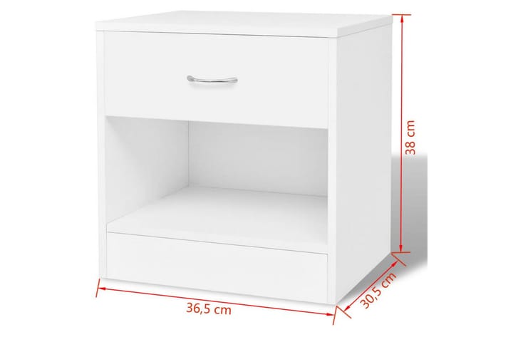 Sängbord 2 st med låda vit - Vit - Möbler - Bord & matgrupp - Avlastningsbord & sidobord - Sängbord & nattduksbord