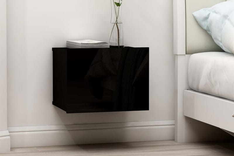 Sängbord 2 st svart högglans 40x30x30 cm spånskiva - Svart - Möbler - Bord & matgrupp - Avlastningsbord & sidobord