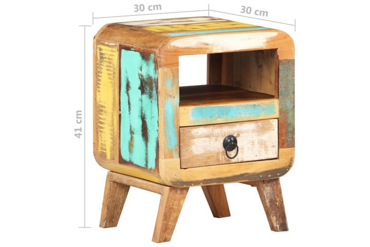 Sängbord 30x30x41 cm massivt återvunnet trä - Flerfärgad - Möbler - Bord & matgrupp - Avlastningsbord & sidobord - Sängbord & nattduksbord
