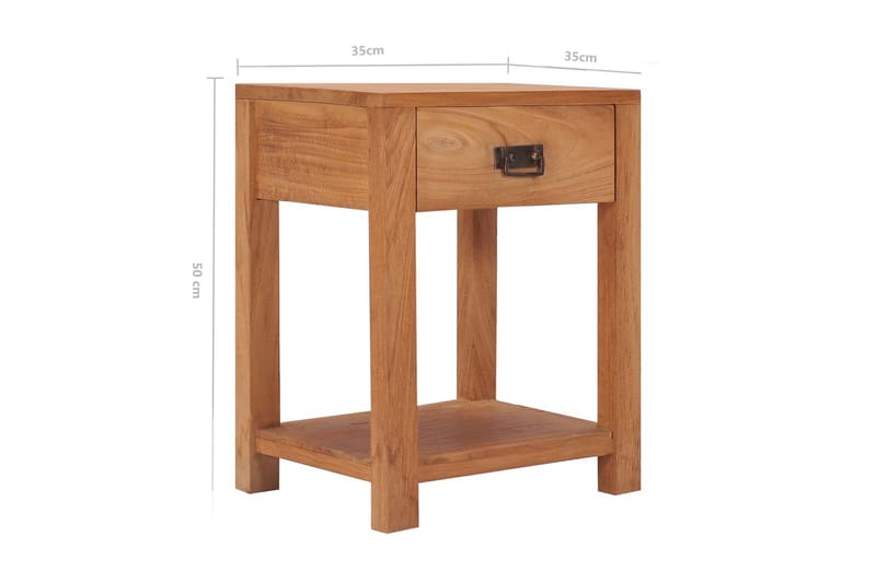 Sängbord 35x35x50 cm massiv teak - Brun - Möbler - Bord & matgrupp - Avlastningsbord & sidobord - Sängbord & nattduksbord