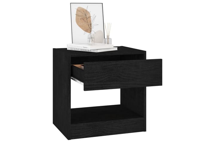 Sängbord 40x31x40 cm massiv furu svart - Svart - Möbler - Bord & matgrupp - Avlastningsbord & sidobord - Sängbord & nattduksbord