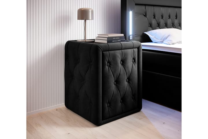 Sängbord Celio 58 cm med Förvaring Låda - Svart - Möbler - Bord & matgrupp - Avlastningsbord & sidobord - Sängbord & nattduksbord