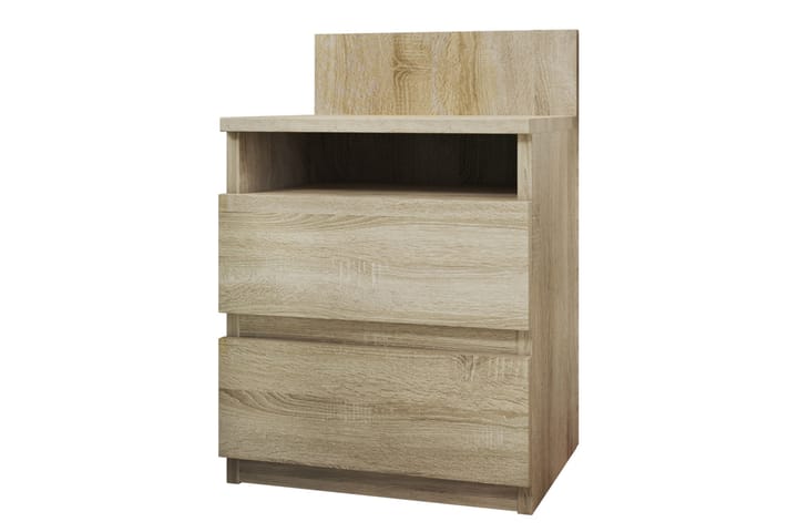 Sängbord Charlise 40 cm med Förvaring 2 Lådor + Hylla - Beige/Grå - Möbler - Bord & matgrupp - Avlastningsbord & sidobord - Sängbord & nattduksbord