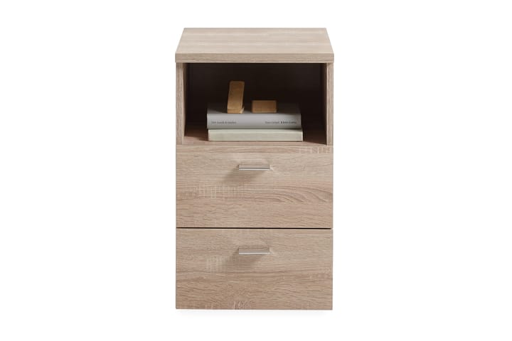 Sängbord Dulcinia 35 cm med Förvaring 2 Lådor + Hylla - Grå/Beige - Möbler - Bord & matgrupp - Avlastningsbord & sidobord - Sängbord & nattduksbord