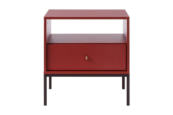 Sängbord Entona 53 cm med Förvaring Hylla + Låda - Vinröd - Möbler - Bord & matgrupp - Avlastningsbord & sidobord - Sängbord & nattduksbord
