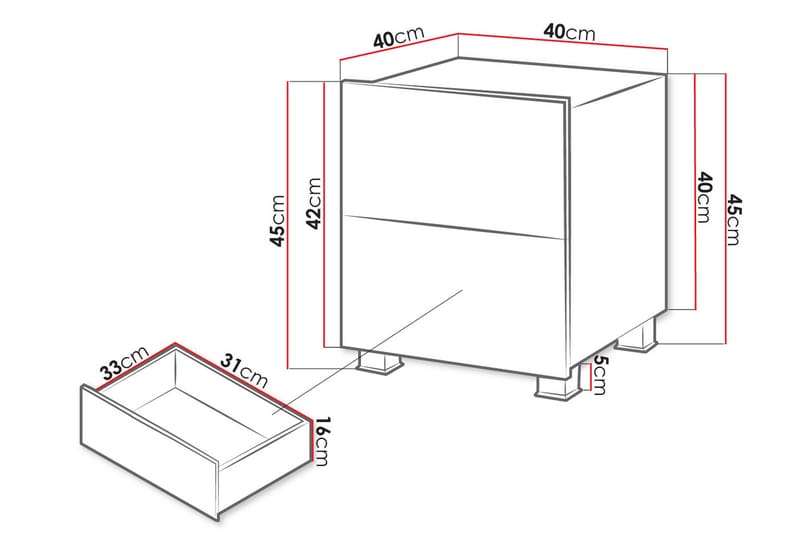 Sängbord Frick 40 cm med Förvaring - Svart - Möbler - Bord & matgrupp - Avlastningsbord & sidobord - Sängbord & nattduksbord