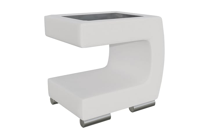 Sängbord Gornji 43 cm Höger - Ecoläder/Vit - Möbler - Bord & matgrupp - Avlastningsbord & sidobord - Sängbord & nattduksbord